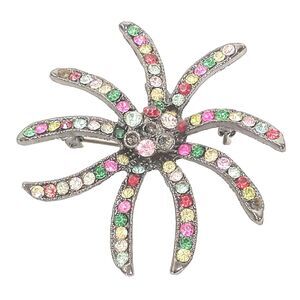 Multicolored Rhinestone Brooch Pin Red Emerald Pink Yellow Blue #E03